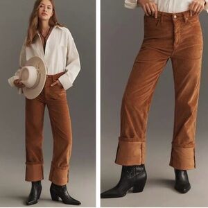 Brown Corduroy Wide-Leg Pants
